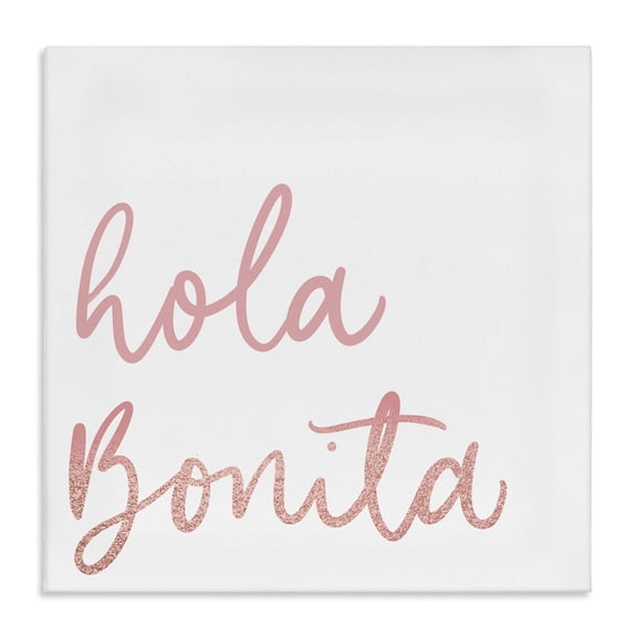 Stupell Industries Hola Bonita Rosa Inspirational Quotes & Sayings Painting Wrapped Canvas Art Print Wall Art, 17 x 17