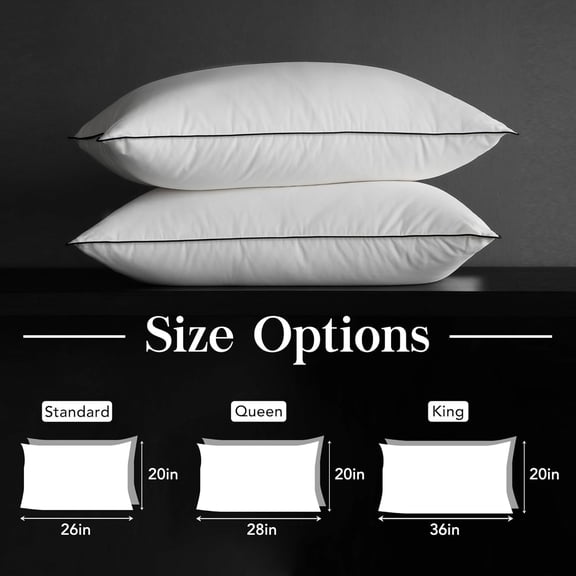 Down Pillows  Size Set of 2, Breathable Cotton Blend Shell Cover,  Bed Pillows for Sleeping, Fluffy and Supportive, Soft Down Fiber Pillow for Side, Back, and Stomach Sleepers