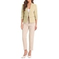 thumbnail image 2 of INSPIRE CHIC 3/4 Sleeved Open Front Blazer for Women Suit Jacket Work Office Casual Blazers with Zipper Pockets Apricot XS, 2 of 5