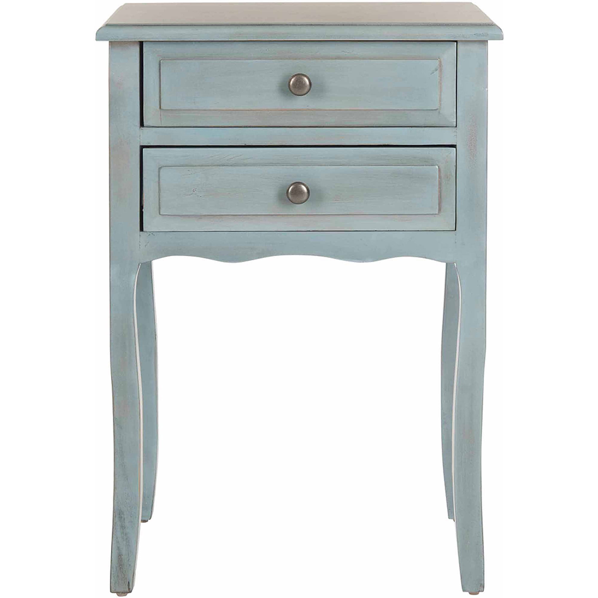 SAFAVIEH Lori Country Nautical End Table w/ 2 Storage Drawers, Barn Blue