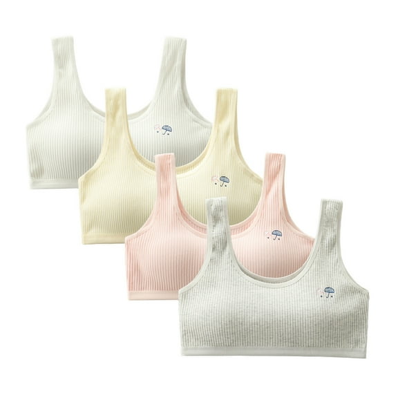 Girls Training Bra Fit for 11-15 Years Teens & Big Girls Breathable Training Bras Elastic Shoulder Straps Adjustable Straps Fixed Pads