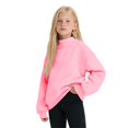 thumbnail image 3 of Girls Neck Sweatshirt Long Sleeve Loose Fit Pullover Casual Solid Color Tops Fashion Oversized Clothing for School Daily Outdoor, 3 of 4