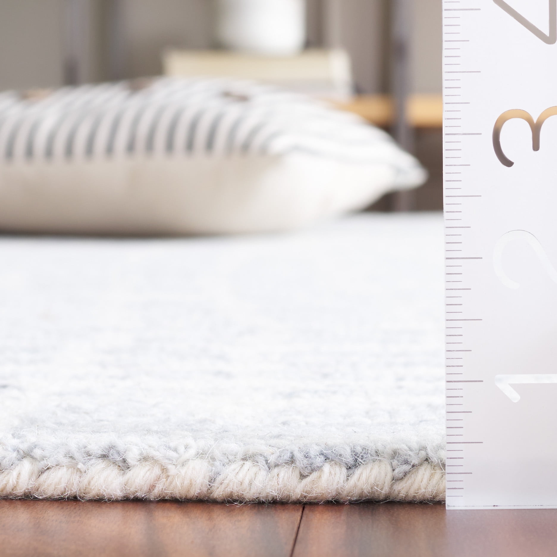SAFAVIEH Ebony Albina Plaid Area Rug, Ivory/Light Blue, 6' x 6' Round