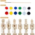 thumbnail image 3 of Juego de 6 cascanueces de Navidad de madera de 12 cm, muñeca de madera para niños, kit de bricolaje con pigmento, pincel de patrón, patrón aleatorio para muñecas de Navidad, festival, regalo, 3 of 4