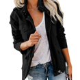 thumbnail image 3 of brillar Chaqueta con múltiples bolsillos y cremallera holgada unicolor para mujer, 3 of 5