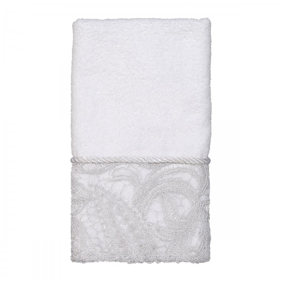 Grace Embroidered Fingertip Towel Optic White