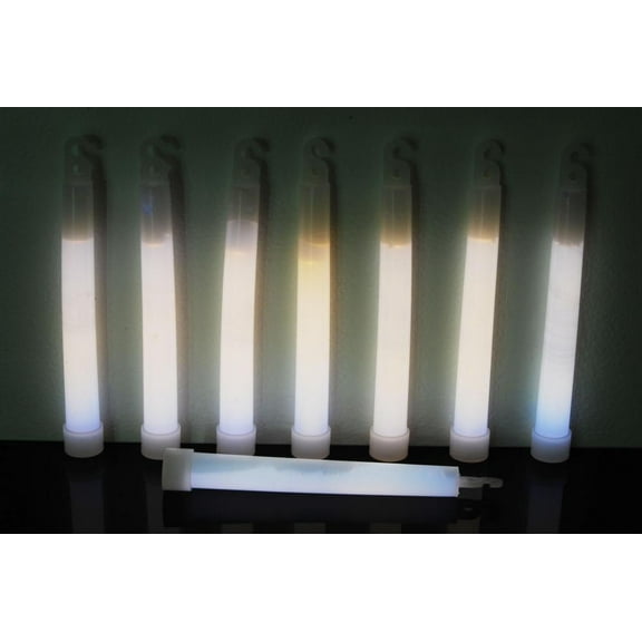 DirectGlow 6 Ct White Jumbo 6 Inch Safety Glow Sticks Bright Neon Industrial Grade