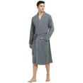 thumbnail image 3 of U2SKIIN Mens Cotton Blend Robes, Lightweight Soft Spa Knit Bathrobe for Men,(Iron Gray,S/M), 3 of 5