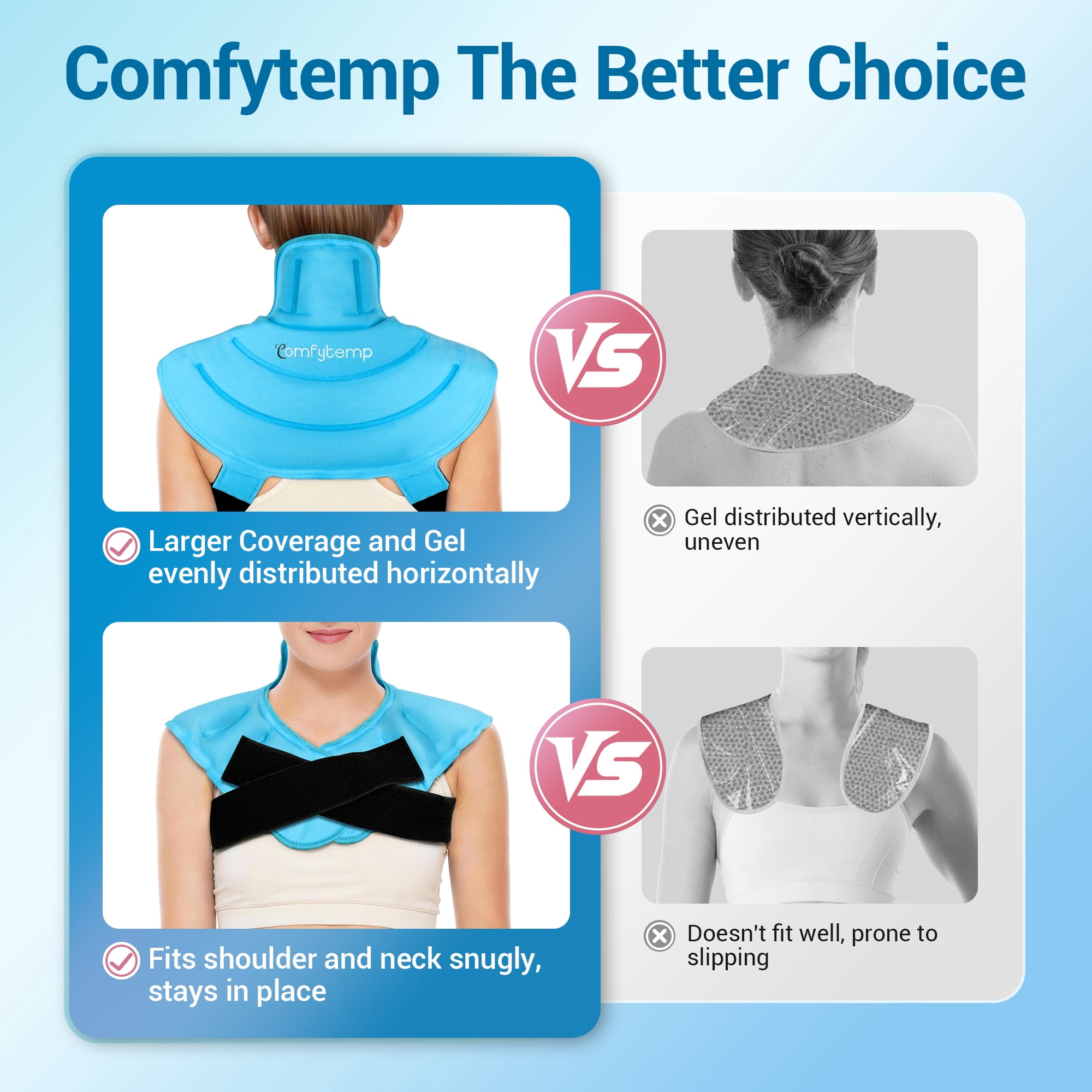 Comfytemp Ice Pack for Neck & Shoulder Pain Relief Hot Cold Therapy Wrap