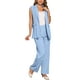 thumbnail image 4 of INSPIRAR CHIC Conjunto de 2 Piezas para Mujeres, Atuendos Casuales, Blazer Sin Mangas y Pantalones Elegantes de Pierna Ancha M Azul, 4 of 6