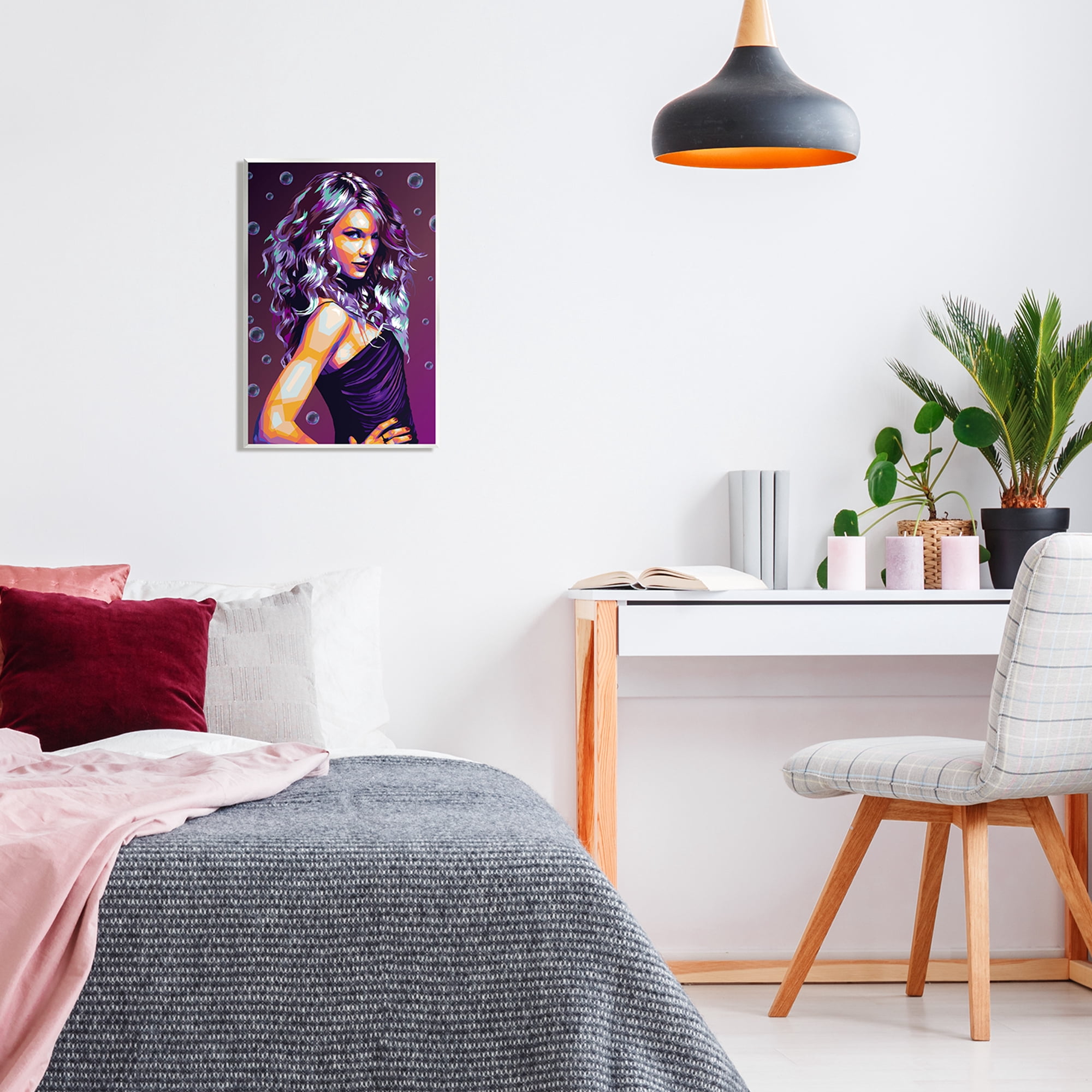Stupell Industries Modern Purple Girl with Bubbles Abstract Painting Unframed Art Print Wall Art, 13 x 19