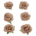 thumbnail image 4 of Rosas de arpillera, 6 piezas de flores de rosas de arpillera, flores artificiales, flores de arpillera, manualidades, compactas y ligeras, 4 of 12