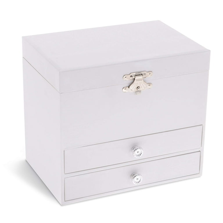 Jewelkeeper Personalize-Your-Own White Musical Ballerina Jewelry Box with 2  Pullout Drawers, You are My Sunshine Tune 