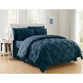 thumbnail image 1 of Mocassi Comforter Set, 8-Piece Pintuck Down Alternative, Soft & Plush Bedding Set Perfect for Any Bed Room, Full/Queen Size, Navy Blue, 1 of 6