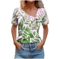 thumbnail image 2 of Fiudx Ofertas Del Día Camisa de Manga Corta para Mujer con Camiseta Informal con Botones Estampados, 2 of 5
