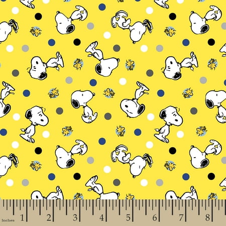 Peanuts Snoopy And Woodstock Polka Dot Toss Poplin Fabric by the yard