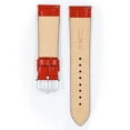 thumbnail image 3 of Hirsch Crocograin Bonded Leather Watch Strap - Red - M - 12mm - Gold Buckle, 3 of 9