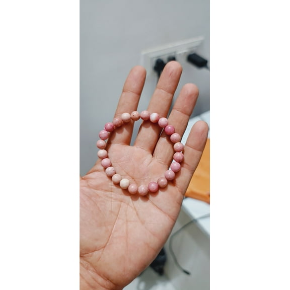 Pink Opal Bracelet 8mm| Natural Ethiopian Opal Ethiopian Opal Beads Bracelet|Pink Fire Opal Dainty Bracelet| Genuine Opal Bracelet| 7.5 Inch