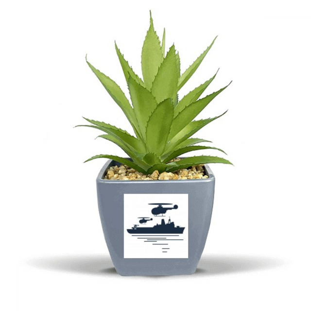 Bateau Hélicoptère Vague Militaire Faux Ananas Pot de Fleurs Vase Mini Décor