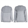 thumbnail image 3 of Suéteres de Punto de Larga con Cuello en V y Media Cremallera para Mujer, Otoño e Invierno, A , de Gran Tamaño. Gris L, 3 of 6