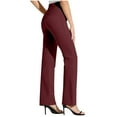 thumbnail image 4 of Arlun Women Bootcut Dress Pants Stretchy High Waist Work Pant Straight Leg Slim Fitted Pull on Office Slacks 2025 Fashion Solid Color Business Casual Office Trousers Wine L, 4 of 8