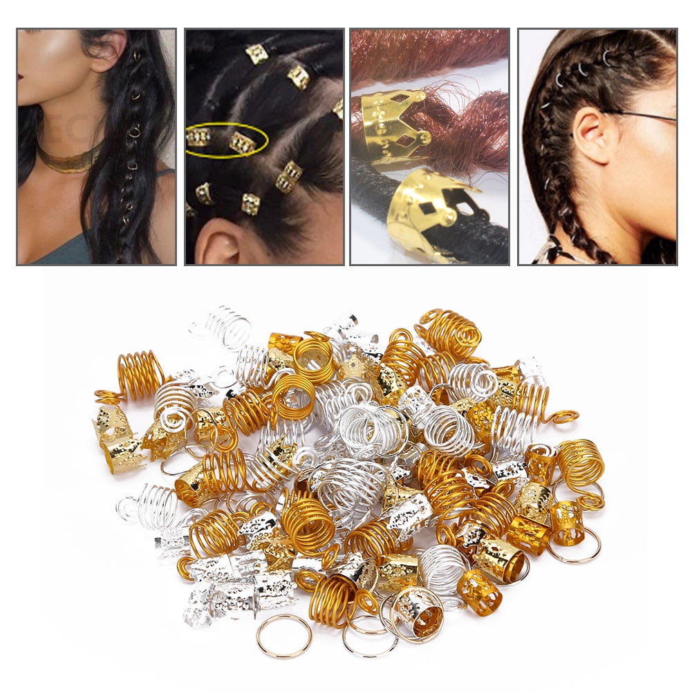 TOPINCN 160pcs Hair Braid Rings Dreadlocks Ring Hollow Fashion Hair