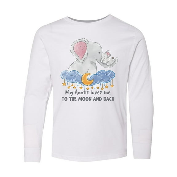 Inktastic My Auntie Loves me to the Moon and Back Elephant Family Long Sleeve Youth T-Shirt
