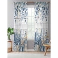 thumbnail image 5 of Sheer Curtains 96 Inches Long, Blue Eucalyptus Coastal Semi Sheer Curtains Light Filtering Window Treatment, Beach Starfish Shell Nautical Retro Privacy Voile Drapes for Living Room 52x96 Inch, 5 of 7