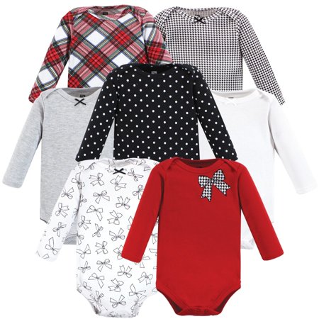 

Hudson Baby Infant Girl Cotton Long-Sleeve Bodysuits Winter Bows 7-Pack 3-6 Months