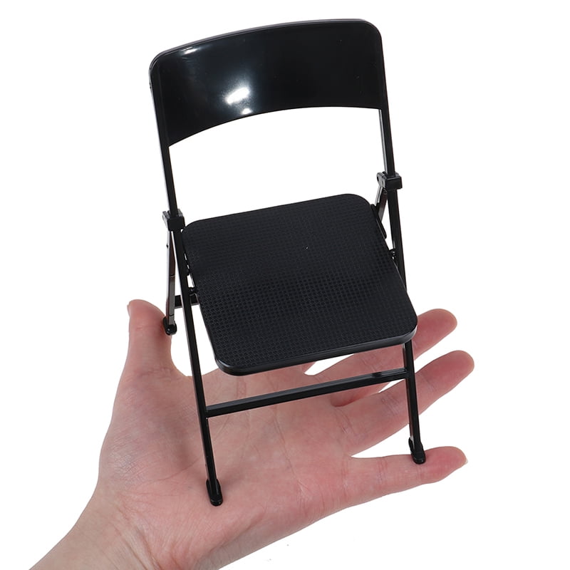 Miniature Black Metal Folding Chair for DOLLHOUSE Miniatures 1:12 Scale 