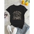 thumbnail image 2 of 1pc Women'S Casual Polyester T-Shirt with "I Like My Books Spicy & My Coffee Joy" Print, Crew Neck, Short Sleeve, Knit Fabric, Medium Stretch, All-Season Fashion Top, 2 of 6