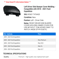 thumbnail image 2 of Left Driver Side Bumper Cover Molding - Compatible with 2018 - 2021 Ford Expedition 2019 2020, 2 of 2