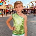 thumbnail image 5 of XIYON Girls Tank Tops Girl Glitter Performance Top Asymmetrical Shoulder Sequin Vest Stage Wear Party Outfit Going Out Tops 5-8 Years, 5 of 6