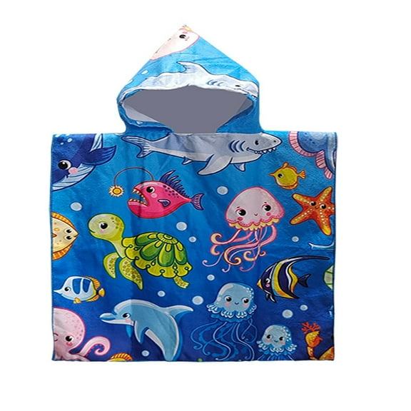 ATOGUTA Kids Robes for Boys Girls Hooded Bath Towels Bathrobes Absorbent Cloaks Towels Size 0-7, Blue