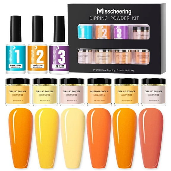 Nail Dipping Powder Colors Set Nail Manicure Nail Art Kit Base Top Coat Dip Powder Saver-Glowing Attraction Collection Dipping Powder Set