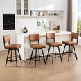 thumbnail image 4 of Zesthouse 26.6" Swivel Bar Stools Set of 2, Modern Counter Height Stools with Solid Back & Metal Base, PU Leather Upholstered Barstools for Kitchen Island, Brown, 4 of 10