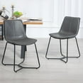 thumbnail image 2 of Set of 2 Aram Grey Distressed Faux Leather Dining Chair, 2 of 7