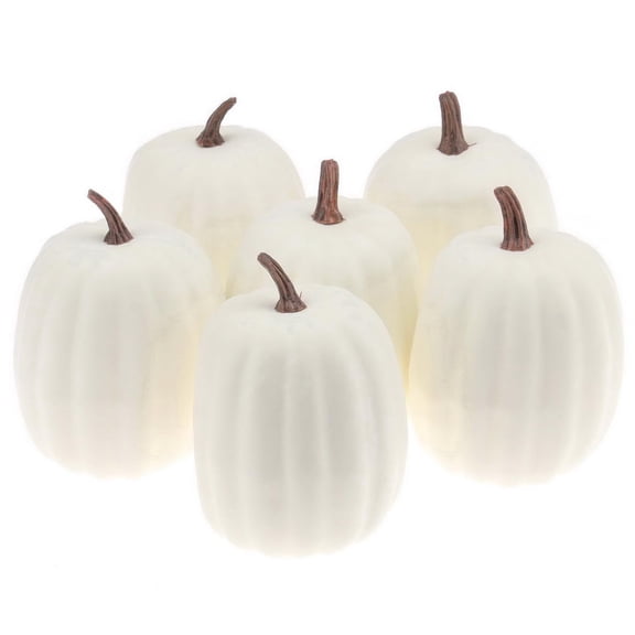 Grade Fake Pumpkins Sets Artificial Milk White Pumpkin Decoration for Fall Harvest Halloween Thanksgiving Party Decorating - 6 pcs