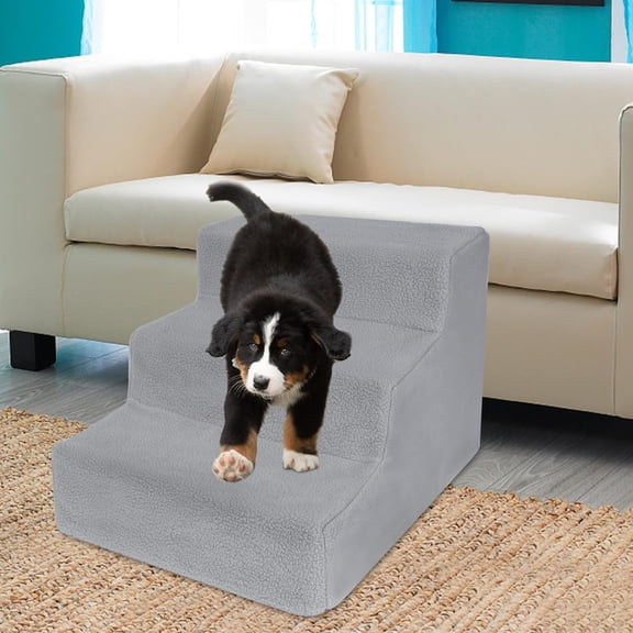 Doggy Steps - Non-Slip 3 Steps Pet Stairs, Foldable Plastic with Washable Carpet
