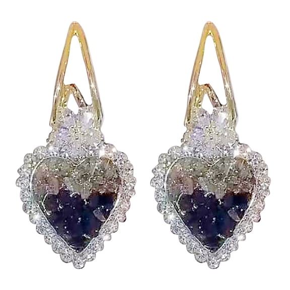 Wioihee Vintage Style Zirconia Heart Earrings Valentine's Day Gift Black Heart Earrings