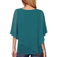thumbnail image 2 of SAYOO Blusas de gasa fluidas para mujer, blusas de cuello redondo sueltas de color sólido informales de doble capa SAYOO Moda, 2 of 3