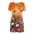 thumbnail image 4 of Puntoco Vestido De Manga Corta Para Mujer, Vestido Con Cuello Redondo Y Estampado Floral, Vestido De Manga Corta Con Cuello Redondo, Color S,Regalos Para Mujer Joven, 4 of 5