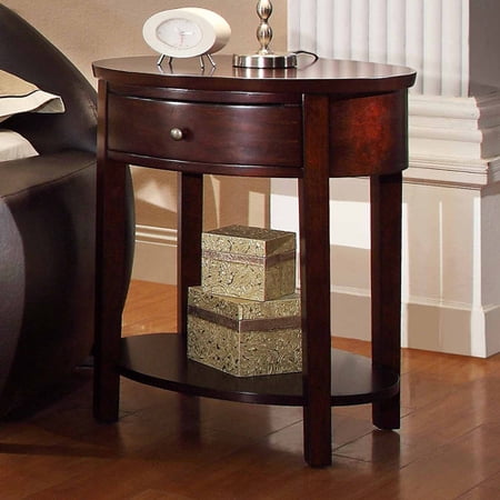 Lucas Living Room Oval Accent End Table With Lower Shelf and Single ...