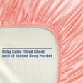 thumbnail image 2 of PiccoCasa Satin Fitted Sheet 12 Deep Pocket Breathable Bottom Sheet Twin Pink, 2 of 7