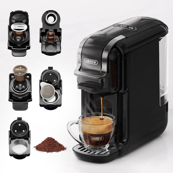 HiBREW 5-in-1 Expresso Machines for Home, Compact Coffee Machine for Pods, Capsules & Espresso Powder H2B