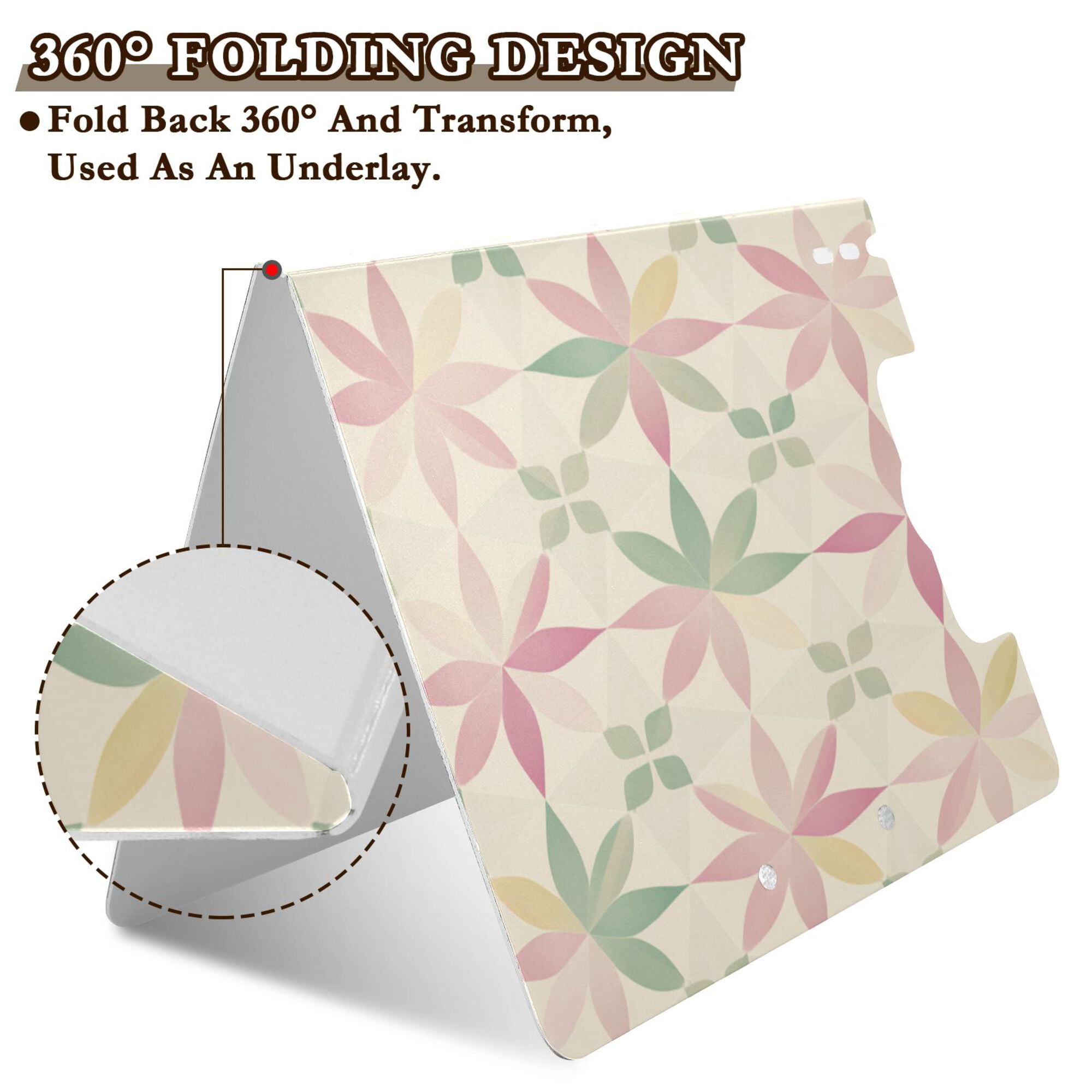 FORMRS A4 Clipboard Folder with Pen Holder Horizontal Foldable School Office Binder, Light Pink Geometric