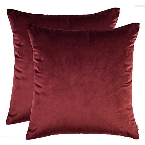 Bright Red Artcest Set of 2 18x18 Cozy Solid Velvet Throw Pillow Case Decorative Couch Cushion Cover Soft Sofa Euro Sham with Zipper Hidden