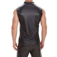 thumbnail image 5 of Men Soft Leather Tank Top, Shiny Matte Leather, Elastic, Full Zipper Leather Vest, 5 of 6