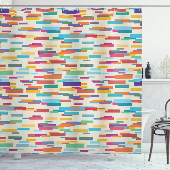 Ambesonne Abstract Shower Curtain, Colorful Rectangles, 69"Wx70"L, Multicolor