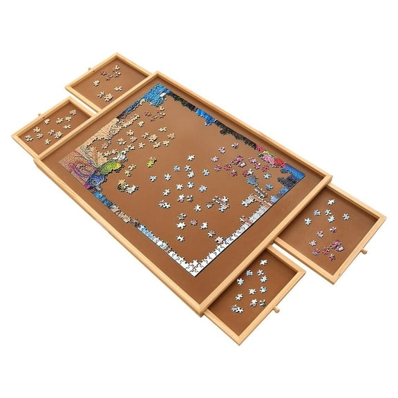 Puzzle Table for Adults, 800pcs 19" * 25" Portable Large Puzzle Storage with 4 Removable Storage Sorting Drawers Smooth Plateau Fiberboard Work Surface Reinforced Hardwood for Games Puzzles